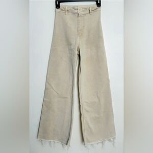 Zara Wide Leg‎ Cropped Frayed Hem jeans Size 12 Casual Everyday